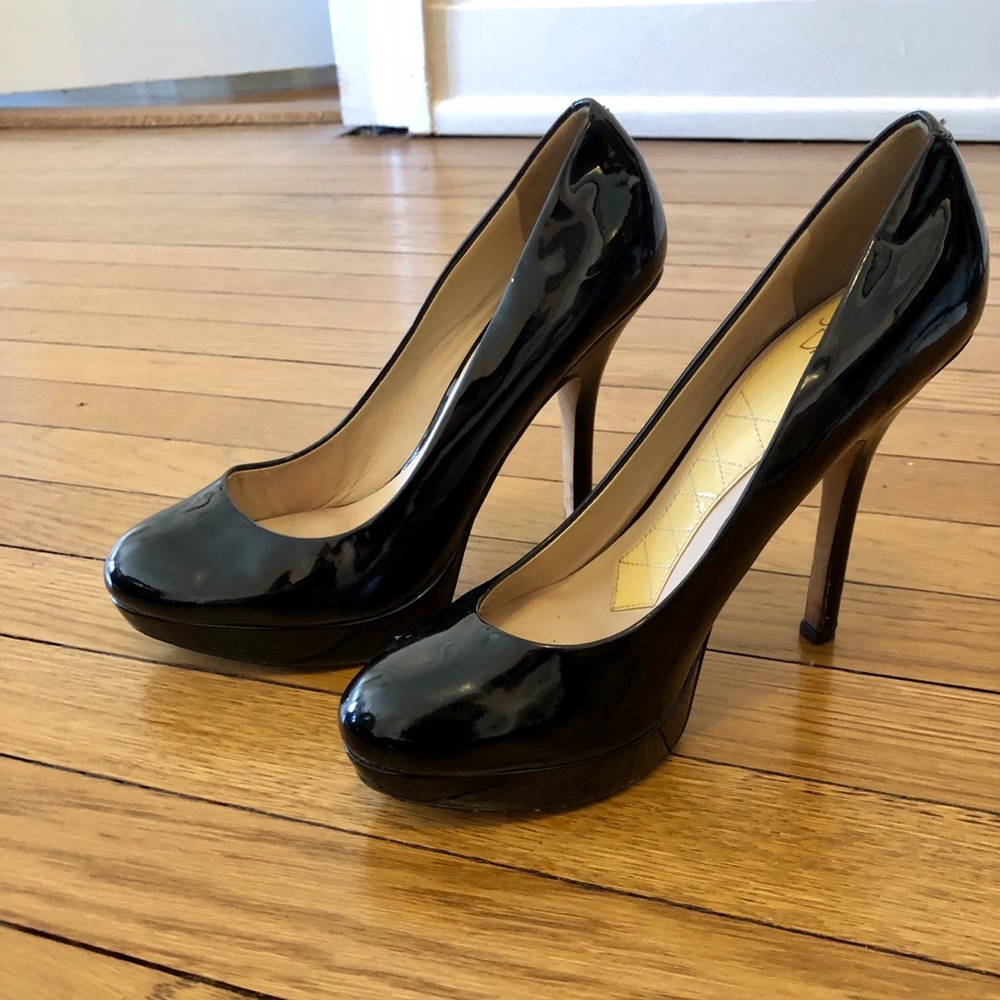 Loan & David Patent leather platform heeled pumps